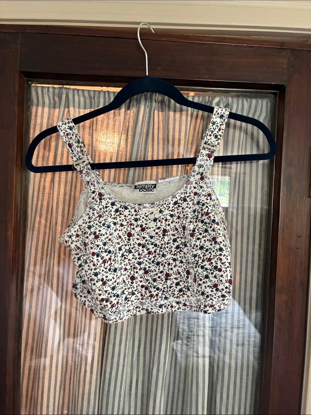 Simply Basic White Floral Crop Tank Top